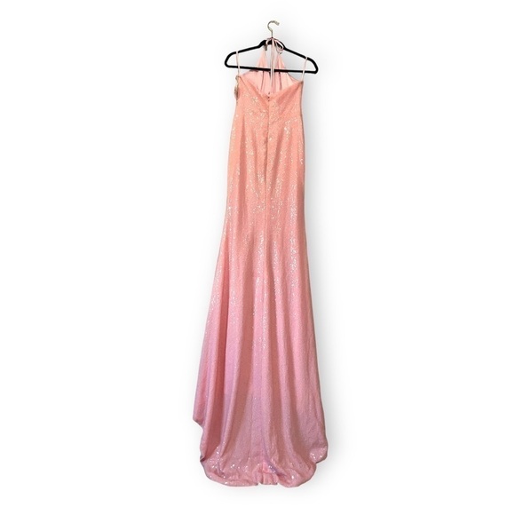 Alamour The Label A&N Luxe Halter V Neck Pink Sequin Long A-line Formal Gown NWT - Picture 9 of 9